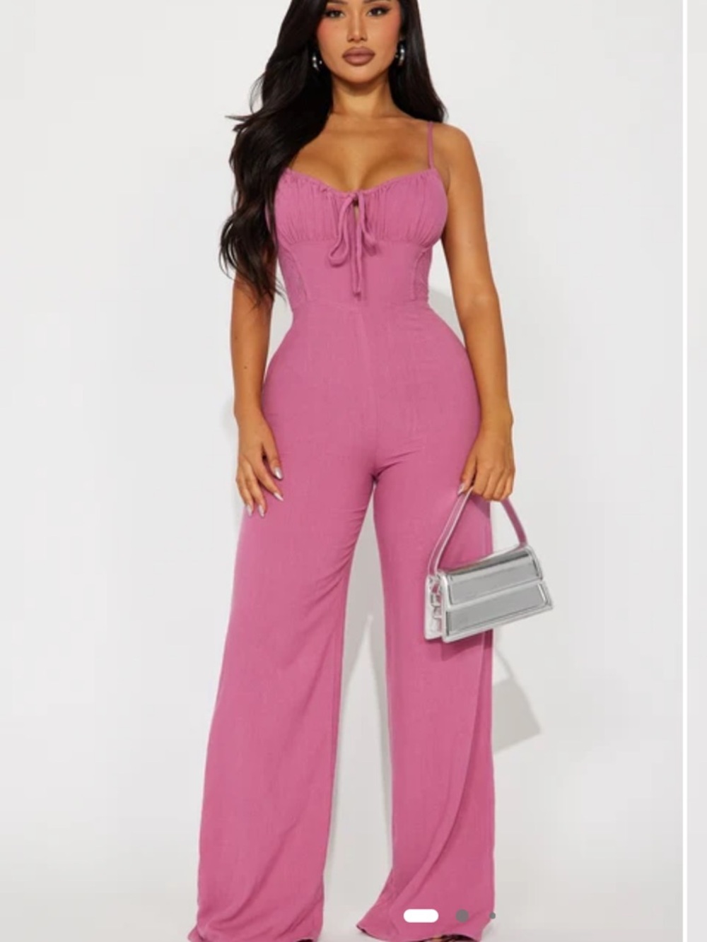 Fashion Nova Rose Pink Wide-Leg Tie-Front Jumpsuit